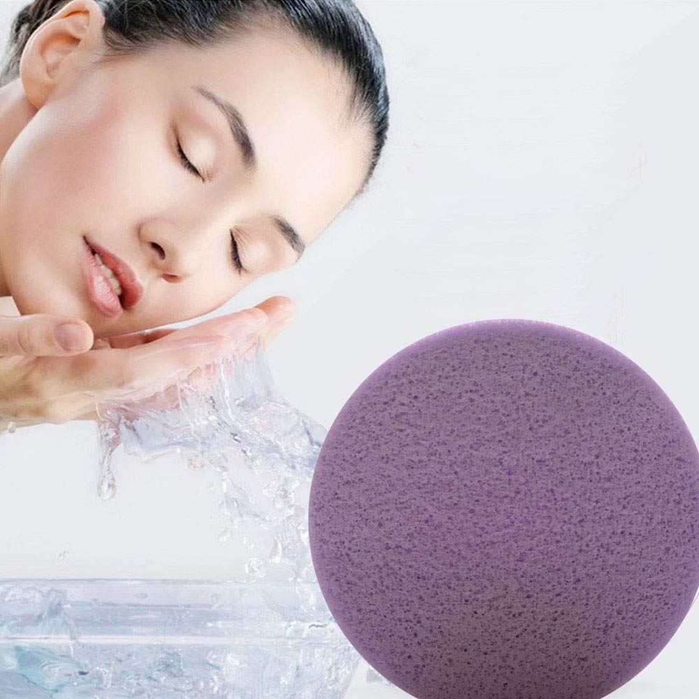 Tegelrying Facial Sponge Compressed,60 Pcs PVA Professional Makeup Removal Wash Round Face Sponges Spa Pads Exfoliating Cleansing for Women,Purple