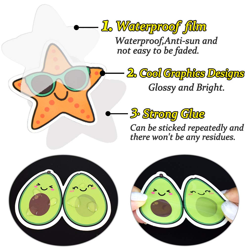 QTL Cute Stickers for Teen Girls, Waterproof Vinyl Stickers, Party Favors and Birthday Gifts, Laptop and Water Bottle, 50PCS