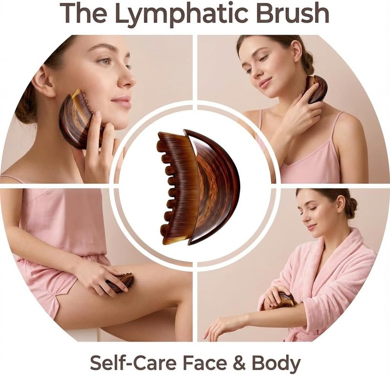 Skiennix Lymphatic Contour Face Brush - Sculpting Gua Sha Tool for Anti-Puffiness & Skin Glow | Detox & Lift