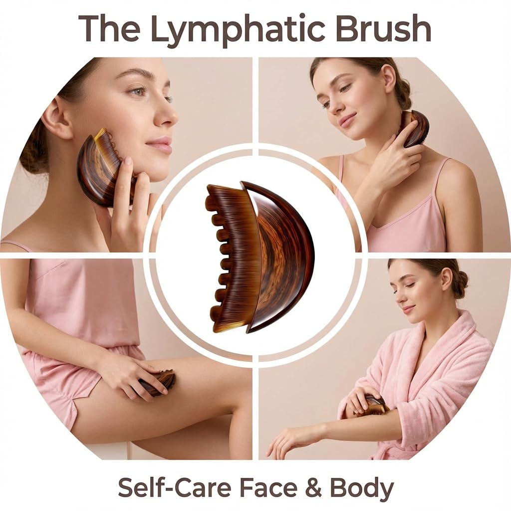 Lymphatic Contour Face Brush for Sculpting, lymphatic Face Brush gua sha facial tools Lymphatic Drainage Massager for skin care, Anti-Puffiness, Detox & Lift, Improves Skin Glow, Relieve Fatigue