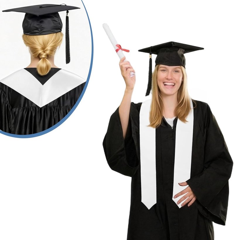PureGuard Graduation Stole - White Sash for Class of 2026 | 70" Unisex Adults for Academic Ceremonies