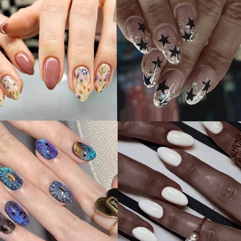 Short Almond Gel Nail Tips - 240 Pcs Half Matted Clear Fake Nails | 12 Sizes Full Cover Acrylic Press-On for DIY