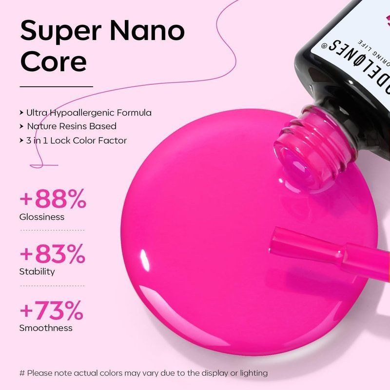modelones Pink Gel Polish Hot Pink Gel Nail Polish Soak Off Led Neon Pink Polish Nail Art Design Salon DIY Gel Manicure for Women Girl 15 ML