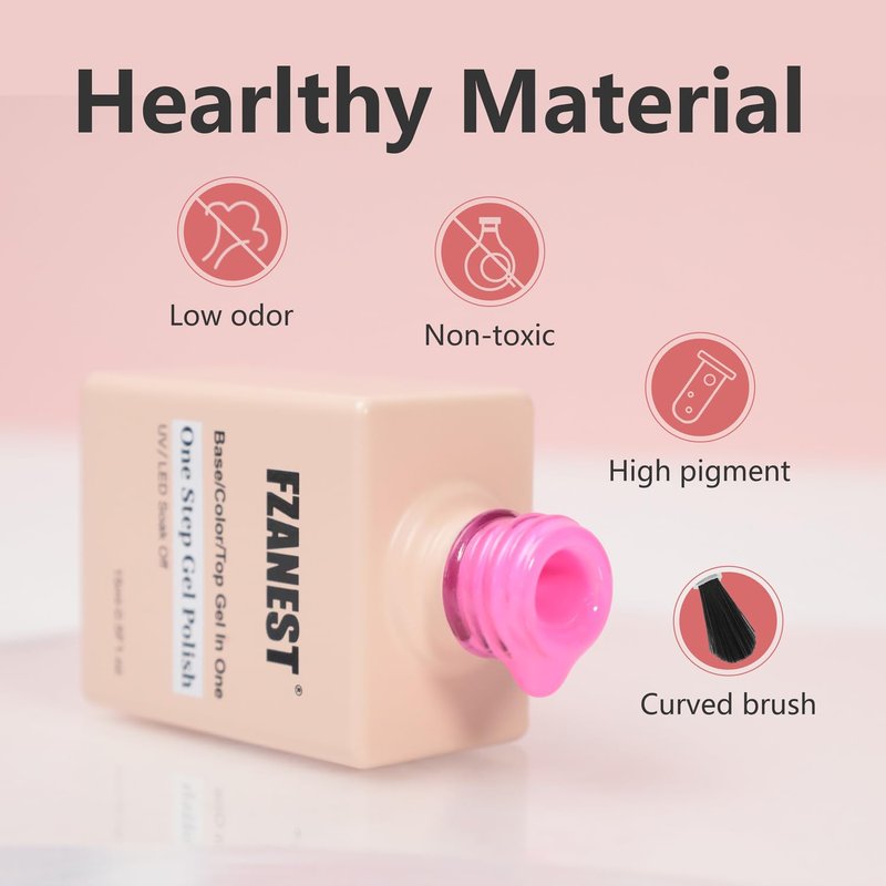 FZANEST Black Gel Polish Top Base Coat for Chrome Nail Powder, Hema-Free 3 in 1 One Step Gel Nail Polish Soak Off LED UV Nail Art Starter Manicure 15ml