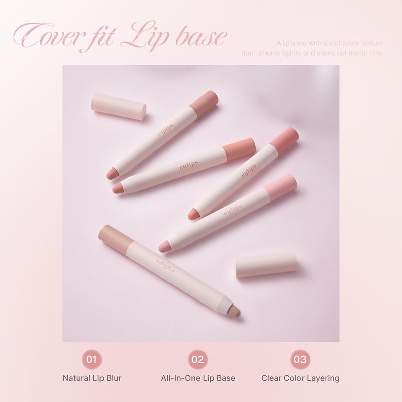 Cover Fit Lip Base - Lightweight Lip Color Primer Pencil for Smooth, Long-Lasting Wear | 03 Rose Valenti