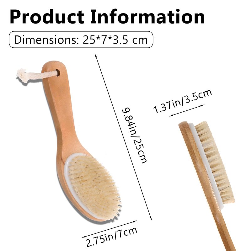 Jaasuee Natural Wooden Dry Brush for Exfoliating and Detoxifying, Featuring Biodegradable Sisal Fibers, Skin-Enhancing Body Brush for Luminous and Smooth Skin, Brown