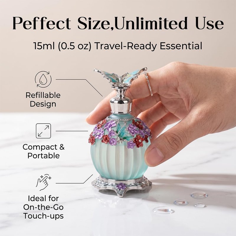 LIYJTK Perfume For Women, Muslim Perfume Halal Dubai Essential Oil Luxury Fragrance Long Lasting Vintage Exquisite Religious Supply - A Seductive, Signature Aroma (Blue)