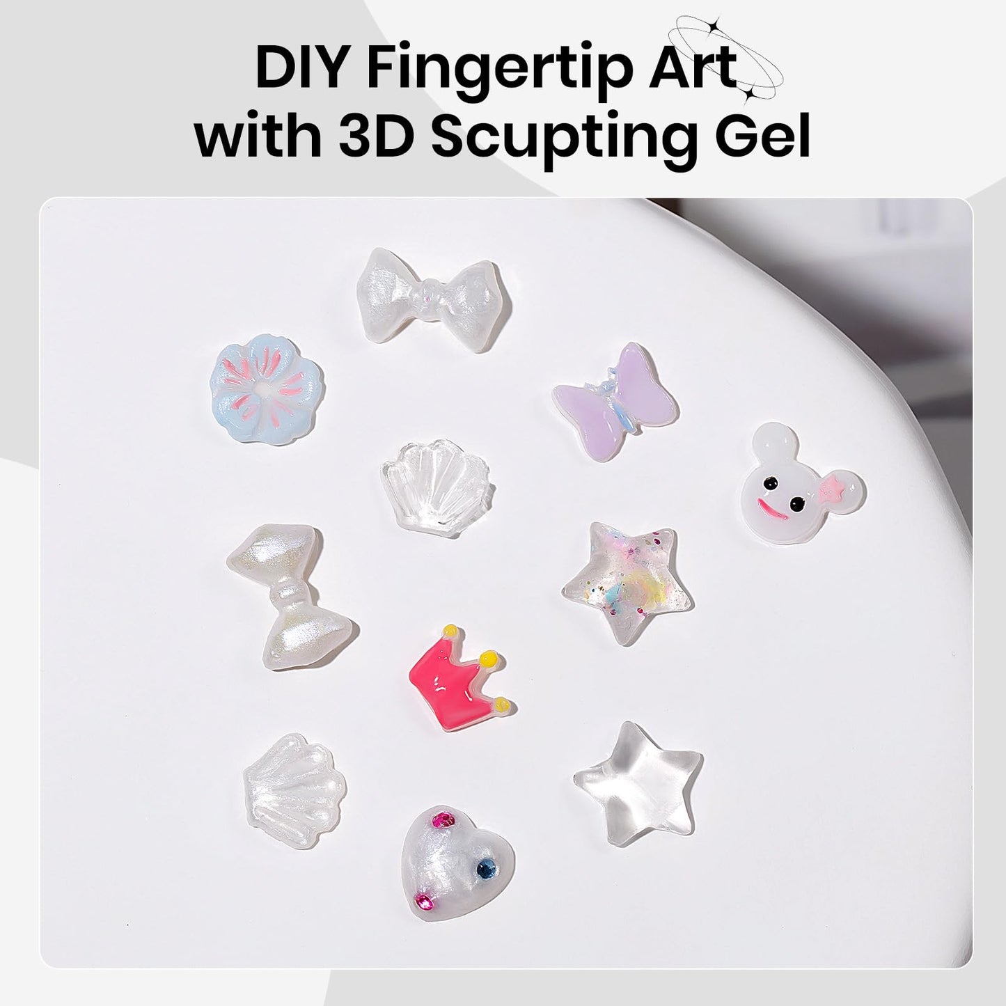 SUPWEE 3D Nail Sculpting Gel for Nails Art, White Non-Sticky Hard Solid Molding Nails for Extension Carving Home DIY Manicure with Nail Art Pen DIY at home