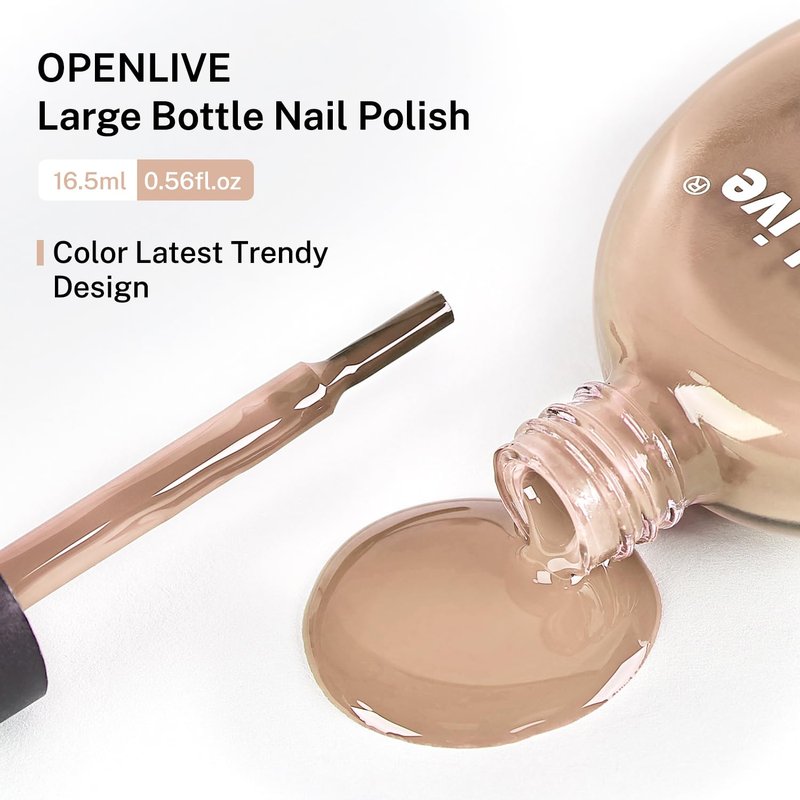 OpenLive 16.5ml Nude Pink Nail Polish Large Volume Quick Drying Light Pink Nail Polish, Fast Drying and Long Lasting Color Nail Art DIY Home Manicure Gift for Women