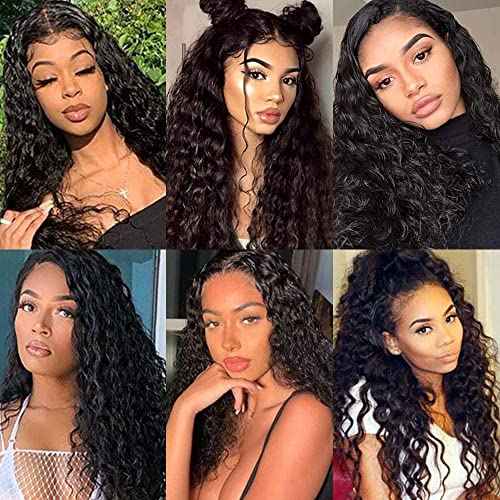 30 32 34 inch #1B Human Hair Bundles Water Wave Bundles Human Hair Wet and Wavy Bundle Double Weft Natural Black Color 300g
