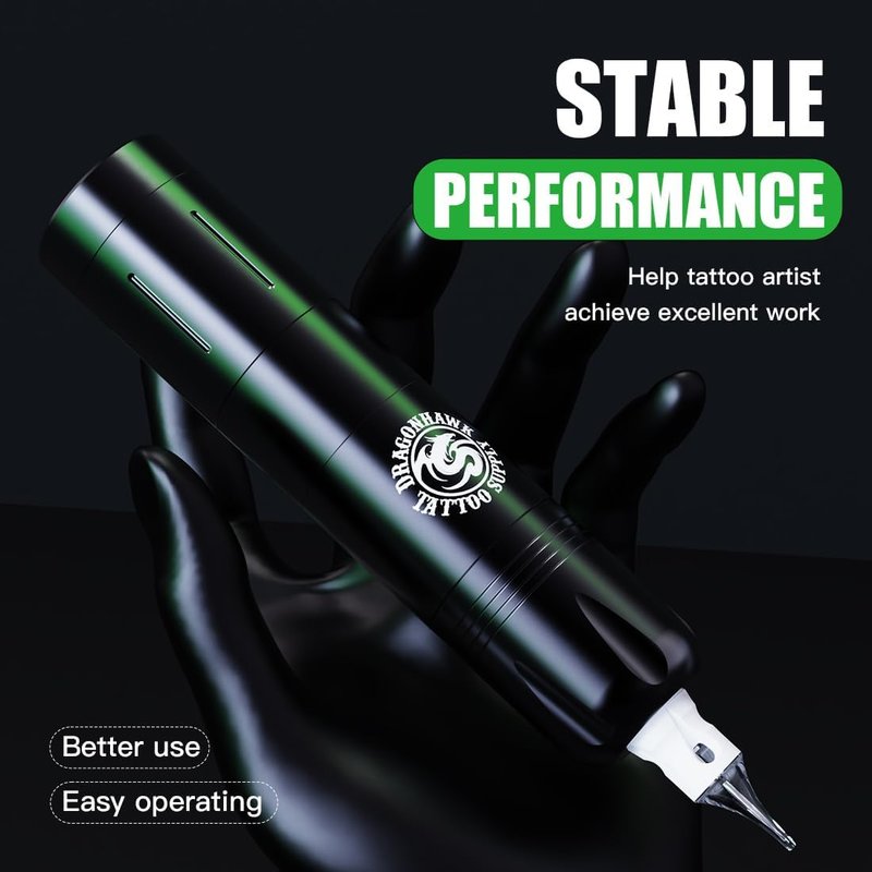 Dragonhawk X3 Pro Wireless Tattoo Gun Kit Cartridge Pen Machine with 2Pcs Replaceable Rca Batteries 20 Pro Needles Complete Beginner Supplies for Practice