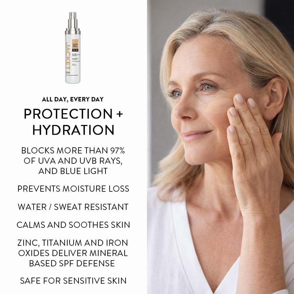 SPF 40+ Anti-Aging Tinted Mineral Moisturizer for Face, Broad Spectrum Sunscreen with Matte Finish, Lightweight Water-Resistant Daily UV Protection, Blue Light Defense, Hydrating Skin-Perfecting Tint