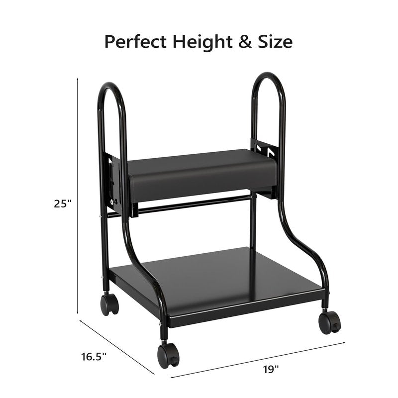 OmySalon Pedicure Cart Foot Bath Trolley, Adjustable Height Salon Trolley with PU Cushion, Portable Nail Esthetician Cart for Manicure & Foot Massage, Beauty Spa Supplies with Locking Wheels (Black)