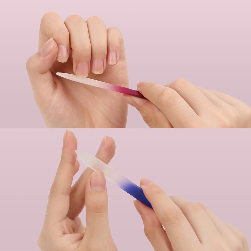 Mini Glass Nail File Set - Double-Sided Etched Crystal Files for Natural Nails | 2-Pack Travel Size