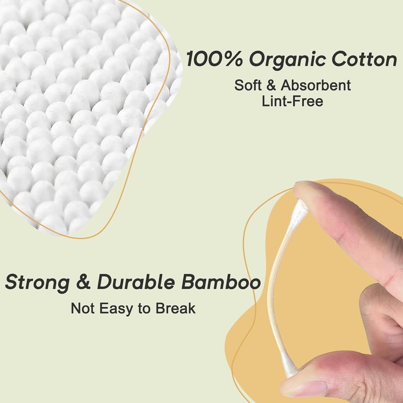 Bamboo Cotton Swabs - 1000 Count Biodegradable Double Tips for Ear & Makeup Care | Eco-Friendly Storage Box