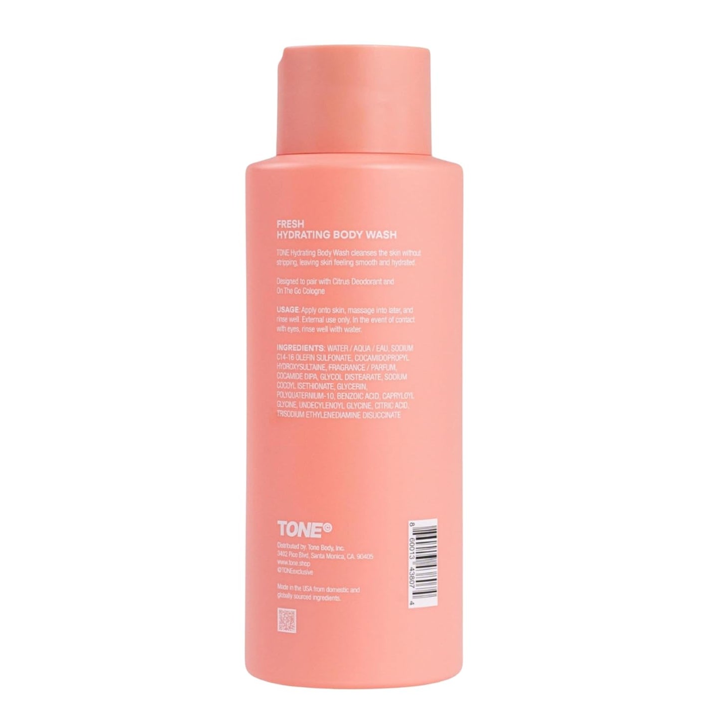 TONE Hydrating Body Wash - Citrus & Coconut Cleanser for All Skin Types | 16.9 fl oz, 2 Pack