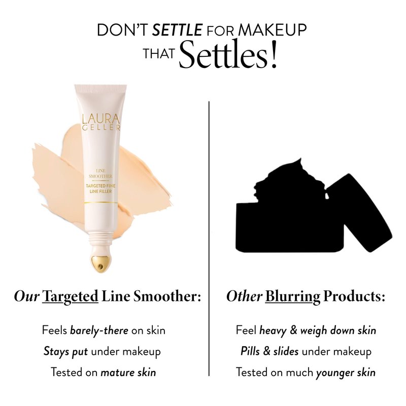 LAURA GELLER Line Smoother Targeted Fine Line Blurring Primer | Wrinkles & Pores, Subtly Tinted, with Vitamin C & Niacinamide for Mature Skin