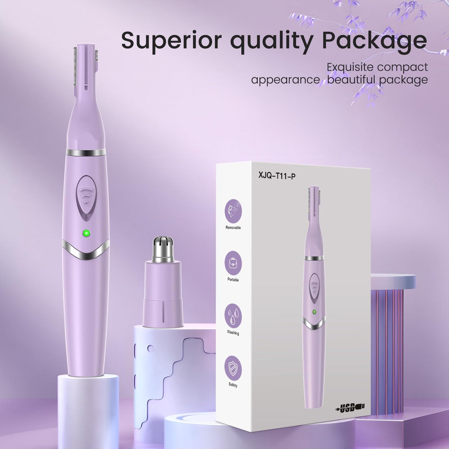 Yinowt Ear and Nose Hair Trimmer for Women, 2026 Professional Painless 2 in 1 USB Rechargeable Eyebrow & Facial Hair Trimmer, Precision Tool with Powerful Motor and Dual-Edge Blades, IPX7 Waterproof