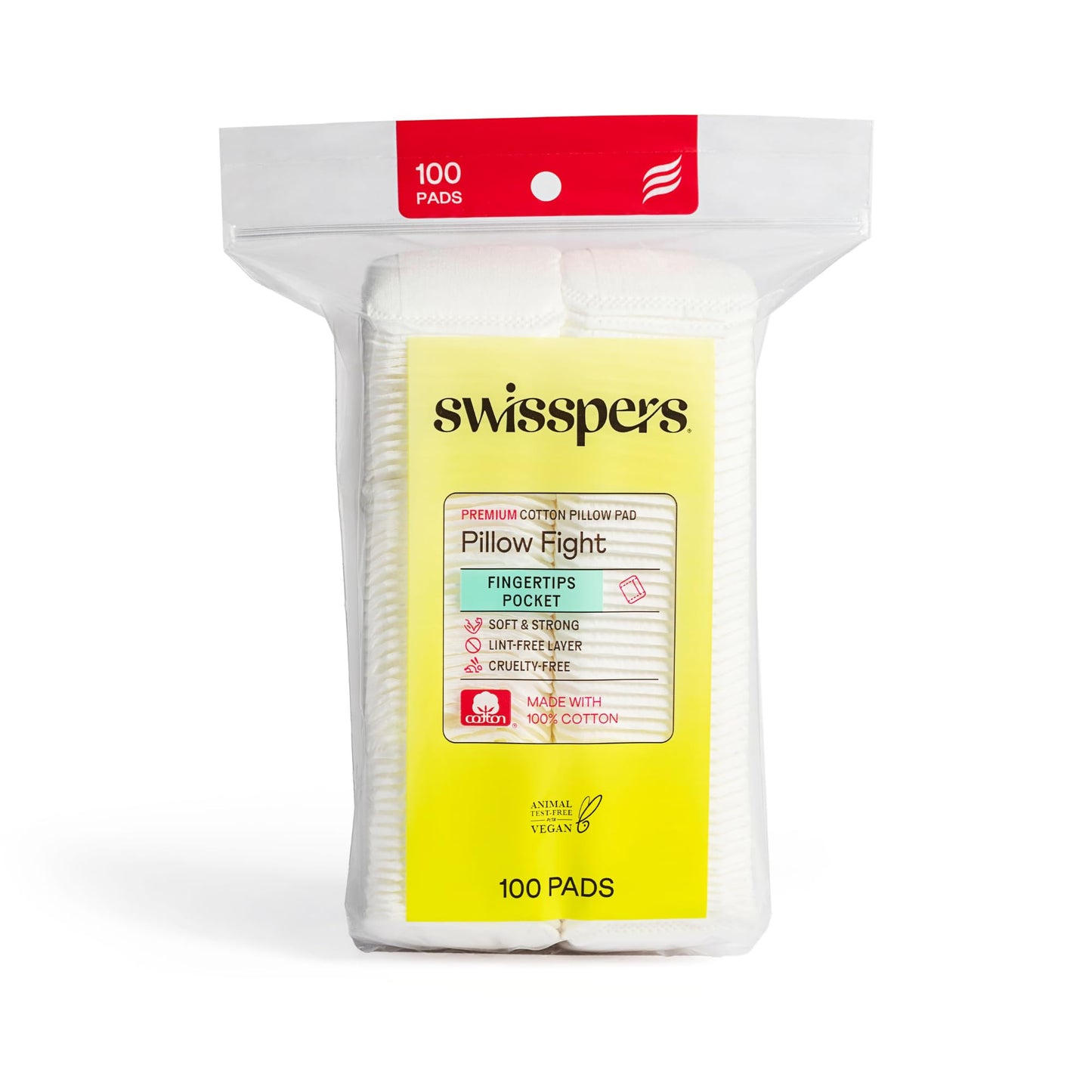 Swisspers Premium Cotton Pillows - 100% Natural, Ultra-Soft Beauty Essentials for Face, Eyes & More - Cruelty-Free, Vegan Skincare Pads for Women, Men & Pets (100 Count) 4 Pack