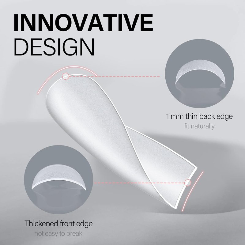 Coffin Nail Tips - Upgraded Matte Soft Full Cover Gel | 240 Pcs Pre-Shaped Acrylic Press-On Nails, 10 Sizes