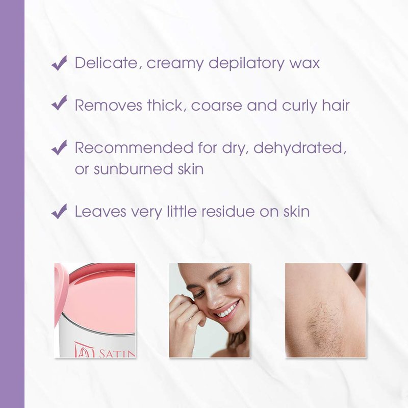 Satin Smooth Deluxe Cream Hair Removal Wax - Soft Wax for Face & Body, Professional Waxing for Sensitive Skin, Thick & Curly Hair, 14 oz, 1-Pack