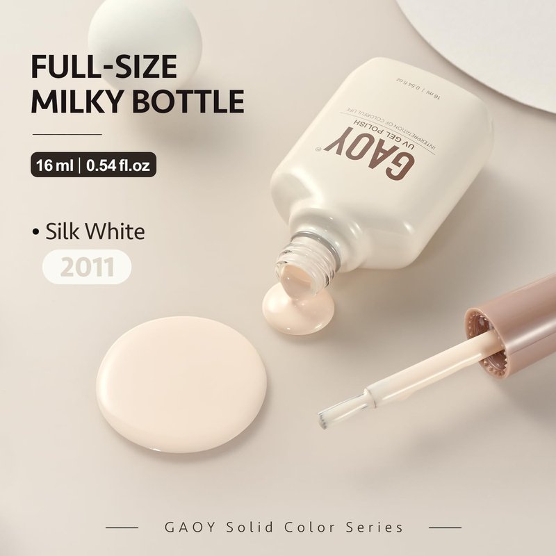 GAOY White Gel Nail Polish, 16ml Soak Off Gel Polish, UV Light Cure for Nail Art DIY Manicure at Home, 2011 Silk White