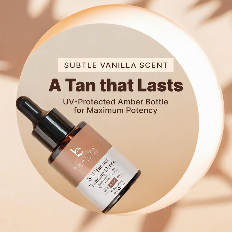 Self Tanning Drops - Natural & Organic Face Tanner | Medium Moisturizing Bronzing Drops for Face & Body