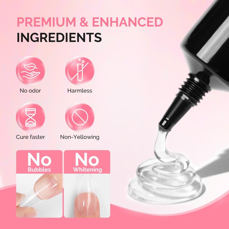 MelodySusie 2Pcs*20g Solid Nail Glue Gel, Super Strong & Long Last Soft Gel Nail Tips Glue for Acrylic Fake Nails, 3D Nail Art, Nail Gem, Soak off UV & LED Lamp Needed, Home DIY & Salon