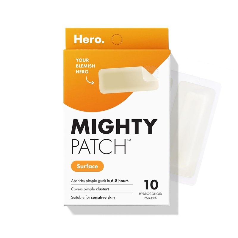 Hero Cosmetics Mighty Patch Surface Large Pimple Patches - Vegan-Friendly Acne Spot Stickers | 10 Count for Face