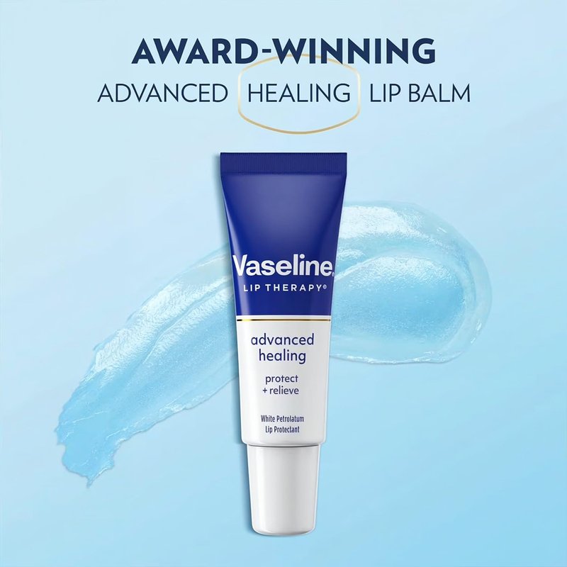 Vaseline Lip Therapy Advanced Healing Lip Balm Tube 24-Pack – White Petroleum Protectant, Moisturizer for Dry Lips, 0.35 Oz Ea