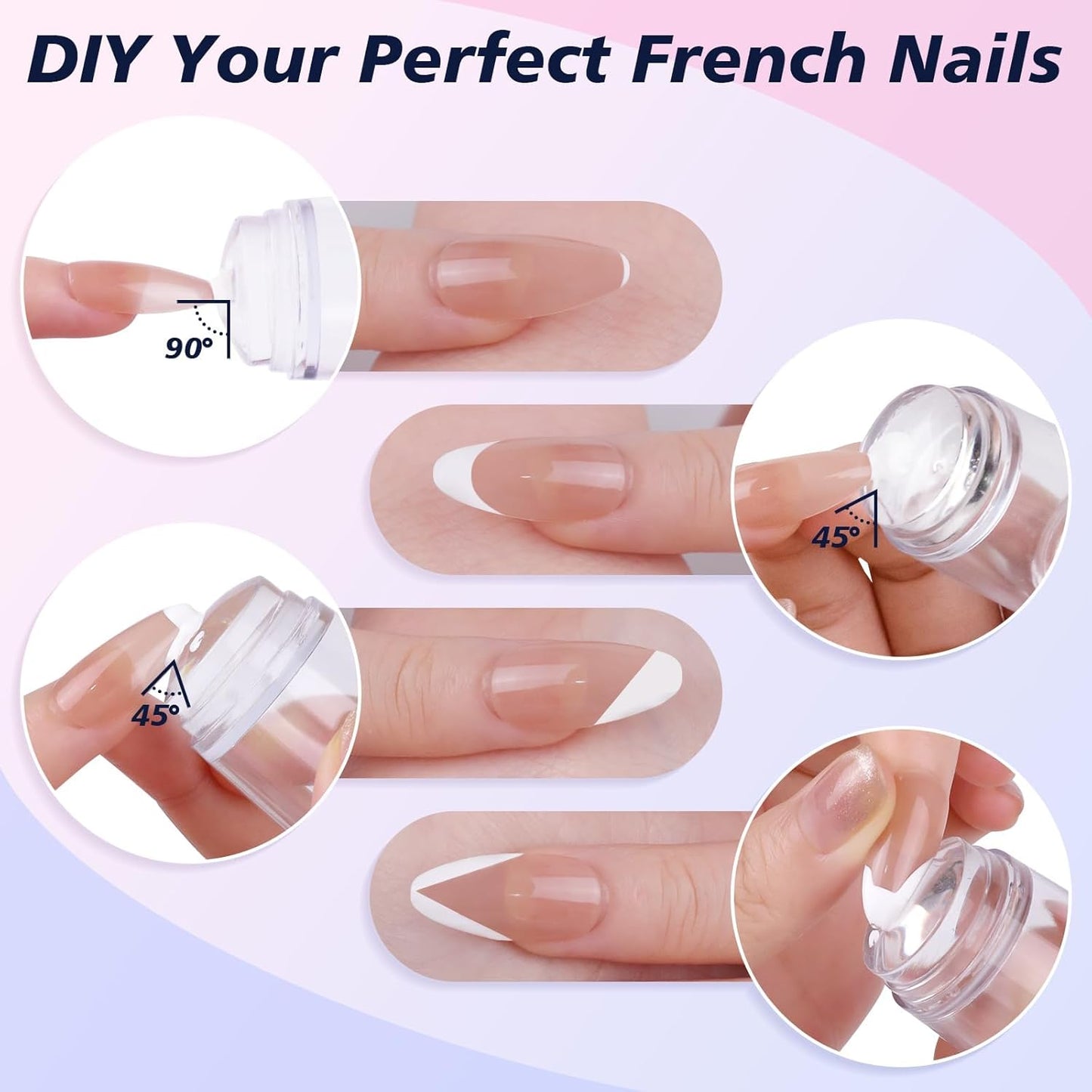 Subay Nail Stamper Kit - 2-Piece Nail Art Set with 4 Silicone Jelly Heads for DIY Gel Manicure