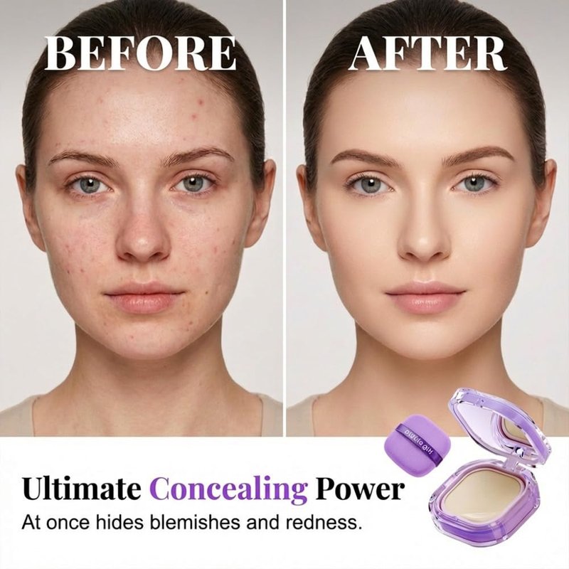 Full Coverage Creamy Foundation, 2026 New 24h Long-Lasting Waterproof Matte Finish, High Coverage Blemish-Free Base For Oily/Dry/Combination Skin, Travel-Friendly Compact (Ivory)