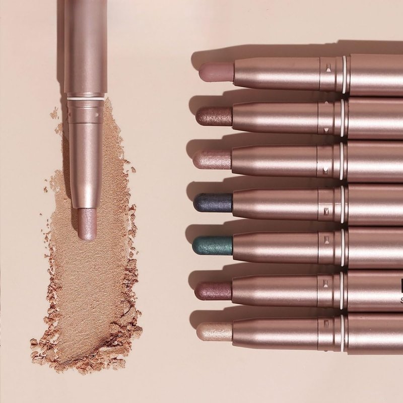 ONarisae Eyeshadow Sticks Long-Lasting Cream Shimmer Finish Easy Apply with Built-in Smudger Blendable Light Brown