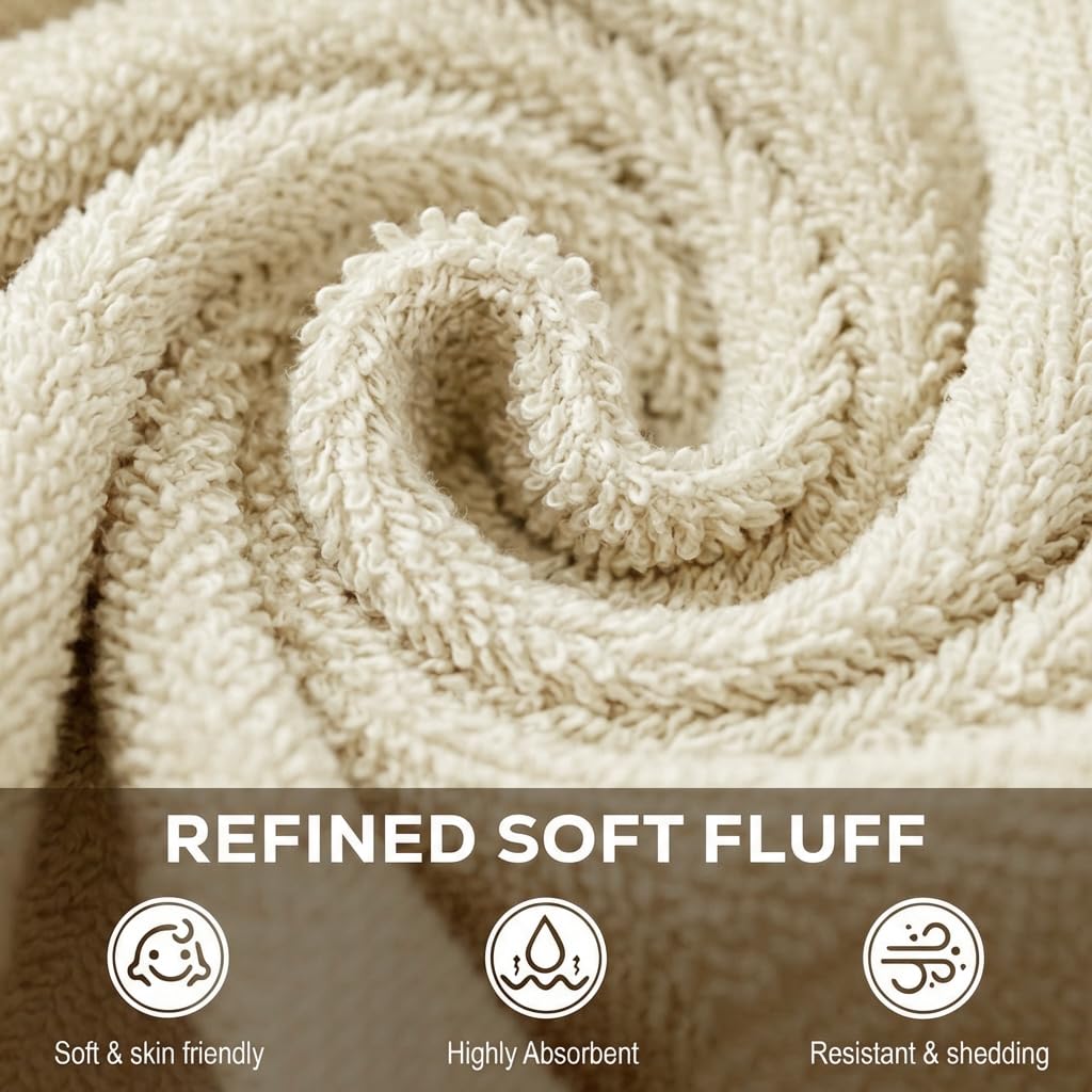 Utopia Towels 12 Pack Cotton Washcloths Set, 100% Ring Spun Cotton, Premium Flannel Face Cloths, Highly Absorbent and Soft Feel Fingertip Towels, Ivory