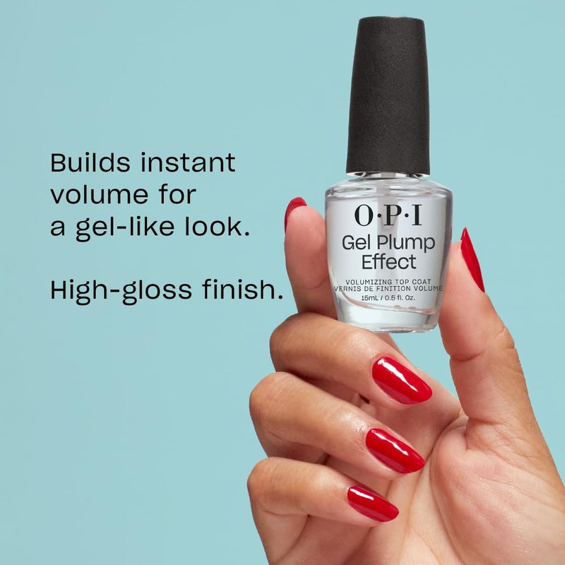 OPI Gel Plump Effect Top Coat | Gel Like Nail Polish Top Coat |Plumping & Volumizing, High Shine, Protects Nails