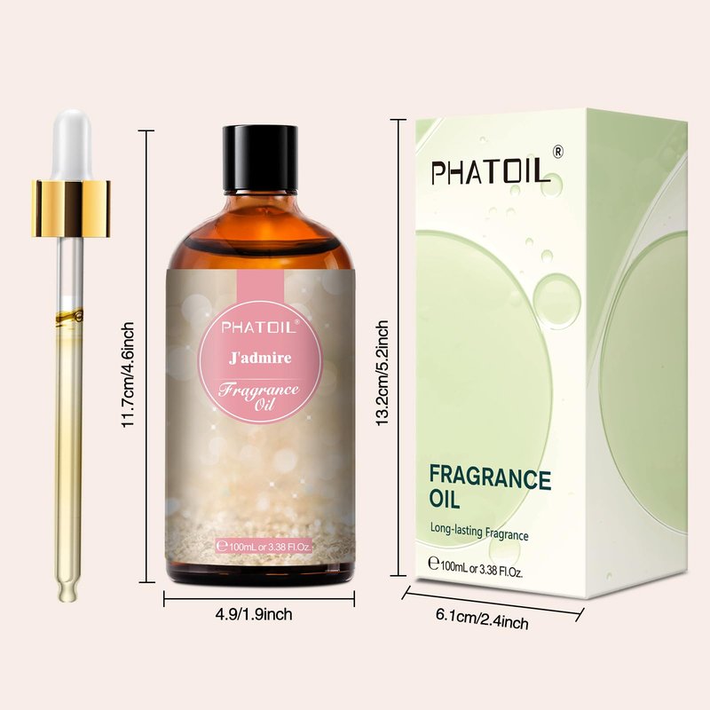 PHATOIL J'admire Fragrance Oils for Aromatherapy, 3.38FL.OZ Diffuser Oils for Home, Perfect for Aromatherapy, Humidifiers, Yoga, DIY Candle and Soap Making - 100ml