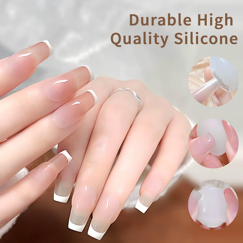 French Tip Nail Stamp,French Tip Tool Kit With 2 PCS Replacement Nail Stamper Heads for DIY together,Home Manicure Starter Tool Salon(4 PCS)