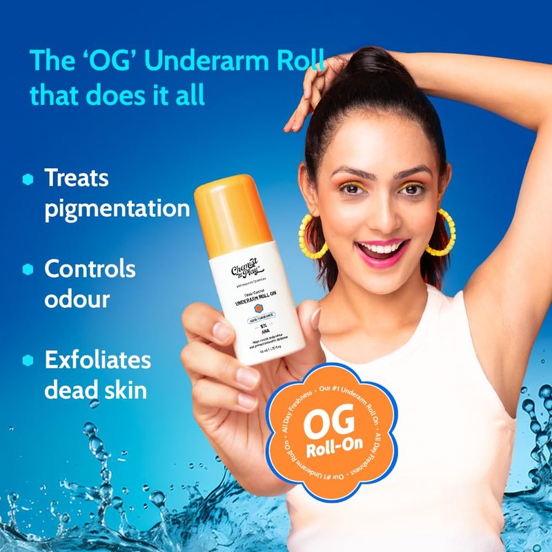 Chemist At Play UnderArm Roll-On - 5% AHA with Lactic & Mandelic Acid | Odor Prevention & Skin Brightening | Sensitive Skin | 1.35 fl oz