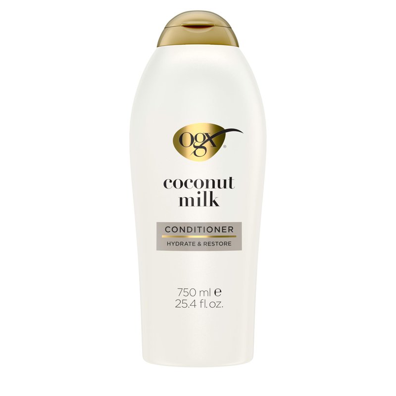 OGX Nourishing + Coconut Milk Conditioner, Hydrating & Restoring Conditioner Moisturizes for Soft Hair After the First Use, Paraben-Free, Sulfate-Free Surfactants, 25.4 fl. oz