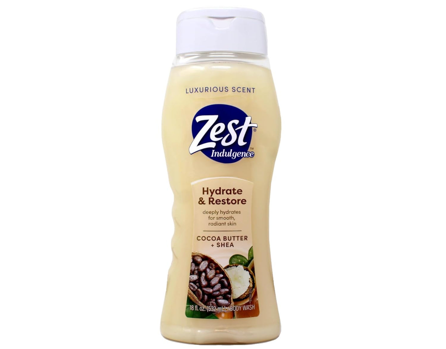 Zest Body Wash - Creamy Cocoa Butter & Shea Moisturizing Formula | 18 Fl Oz
