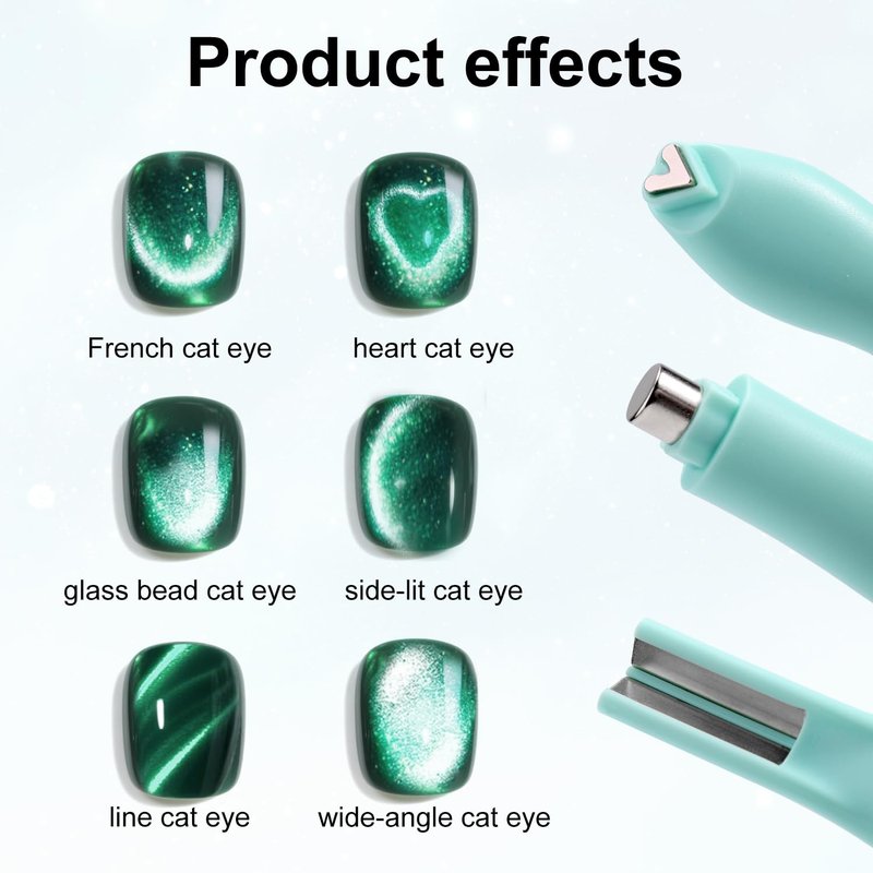 3 in 1 Cat Eye Magnet for Nails, Multifunctional Magnet Tools Nails Design Cat Eye Gel Polish Magnetic Pen Line & Heart Shaped Round Accessories for Home DIY Art Salon Studio