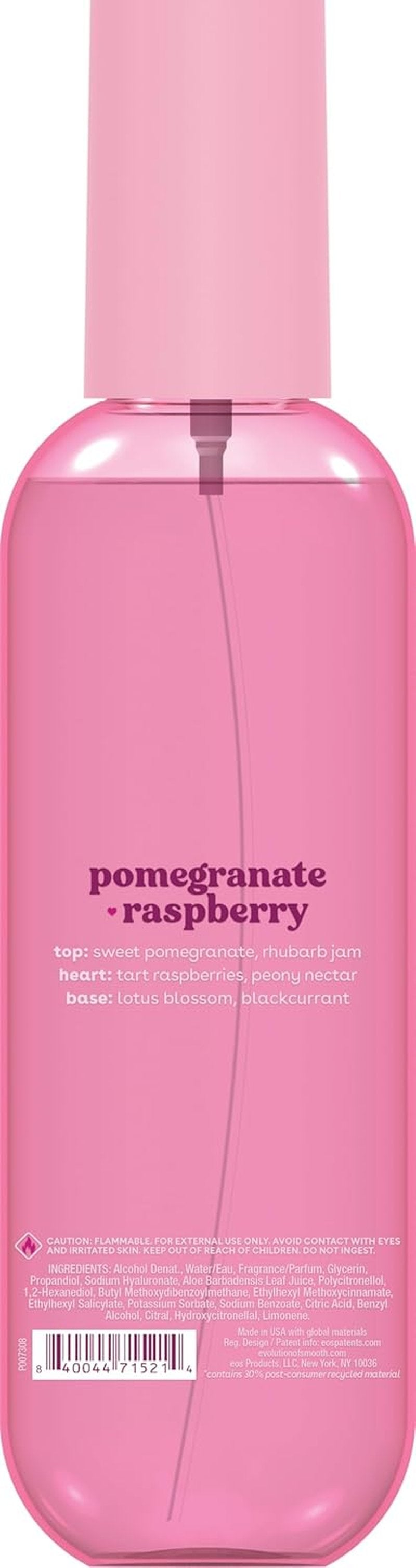 EOS Cashmere Body Mist - Pomegranate Raspberry Body Spray | Moisturizing Hair Mist with Hyaluronic Acid, 6 fl oz