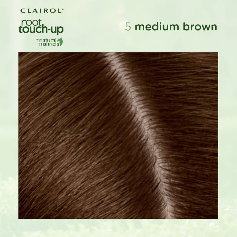 Clairol Root Touch-Up by Natural Instincts Permanent Hair Dye, 5 Medium Brown Hair Color | Naturally Blended Roots with 100% Gray Coverage | Vegan & Ammonia Free Formula | Pack of 1