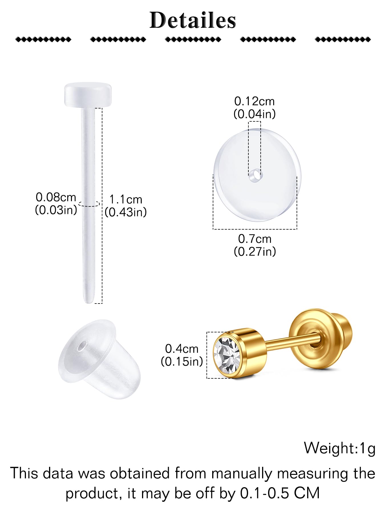 QWALIT Disposable Ear Piercing Kit Gold Ear Piercing Gun Kit Self Piercing Earring Gun with Earring Piercing Kits at Home