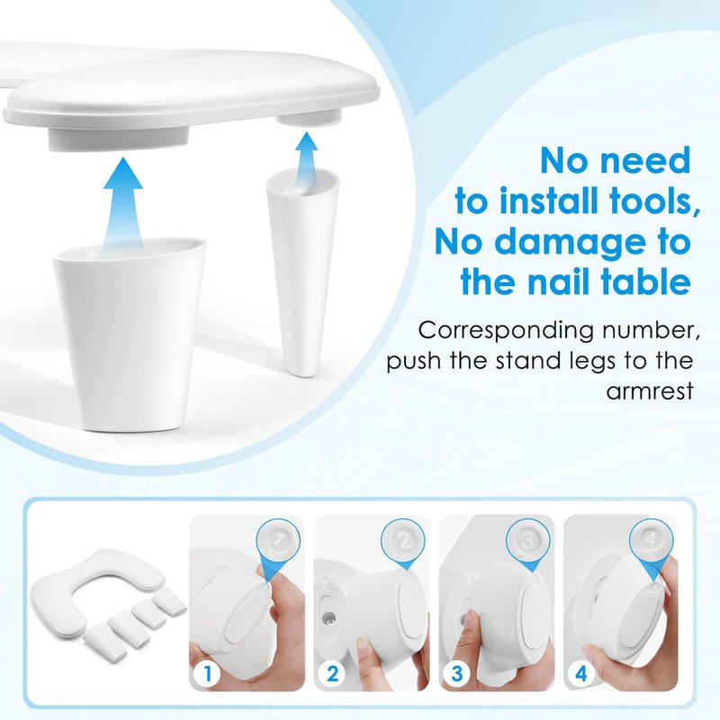 LIONVISON Arm Rest for Nails Tech U Shaped - Comfortable Manicure Nail Hand Rest Pillow Cushion, Nail Armrest Stand for Acrylic Nail Art Tech, Quick Installation, White