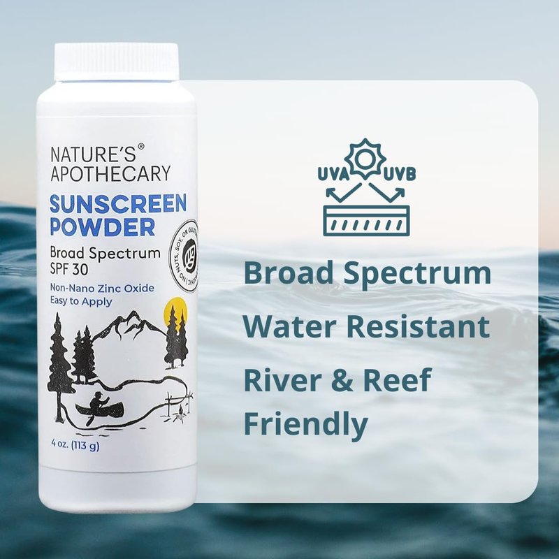 Natural Zinc Oxide Sunscreen Powder SPF 30 - Water & Sweat Resistant, Reef Safe | Hypoallergenic, Biodegradable