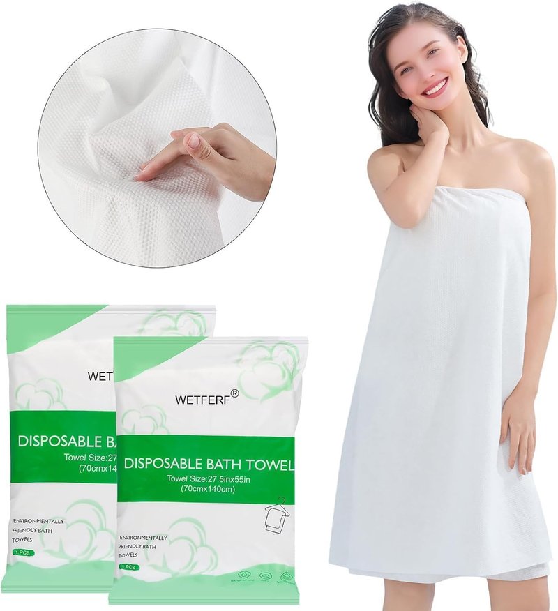 Large Disposable Bath Towels - 20 Pack Durable & Portable for Travel, Camping, Spa | 55'' x 27.5''