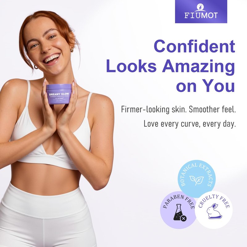 LIFTONIN® Dreamy Glow Overnight Toning Whip Cream - Anti-Cellulite Body Firming Cream with Satin Eye Mask, 3.38 fl oz