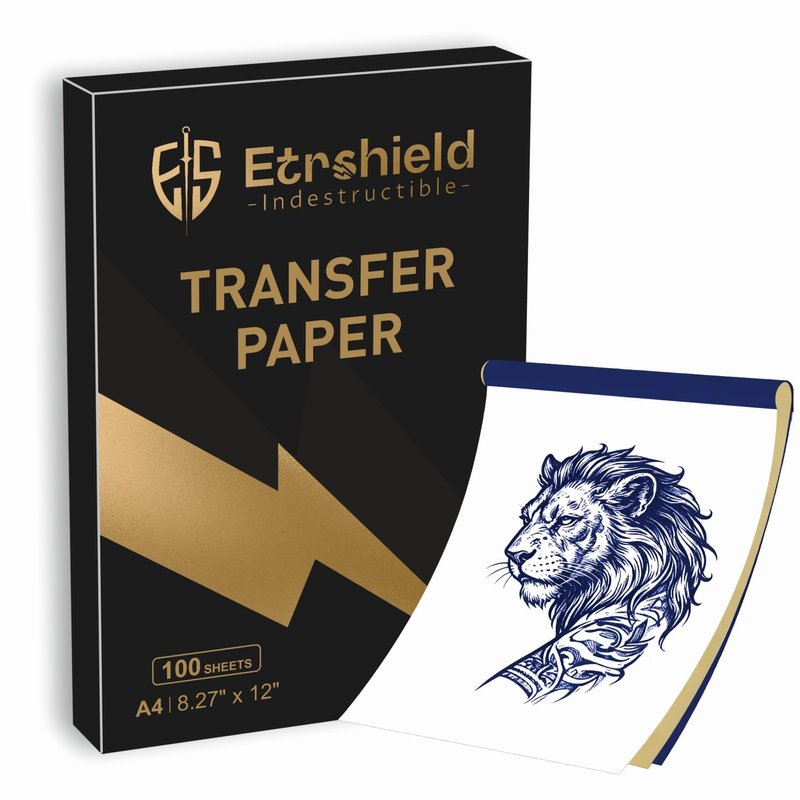 A4 Tattoo Transfer Paper 100 Sheets, 4-Layer Professional Thermal Hectograph Paper for Real & Practice Skin, Compatible with Copier & Thermal Imager for Tattoo Artists Studios