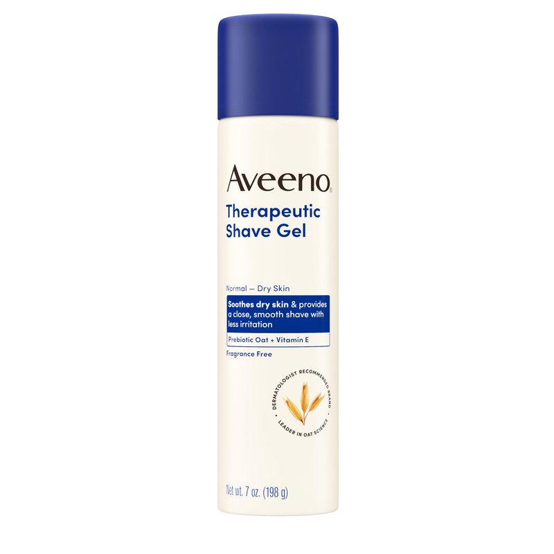 Aveeno Therapeutic Shave Gel for Women & Men, Sensitive Skin Shaving Cream with Prebiotic Oat & Vitamin E, Helps Prevent Razor Bumps & Skin Irritation, Soothes Dry Skin, Fragrance-Free, 7 Oz